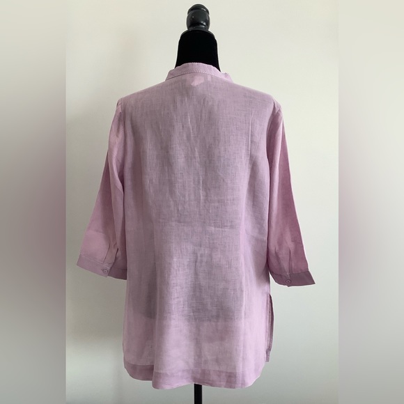 British India 100% Linen Split Neck Tunic in Lilac - Picture 3 of 5